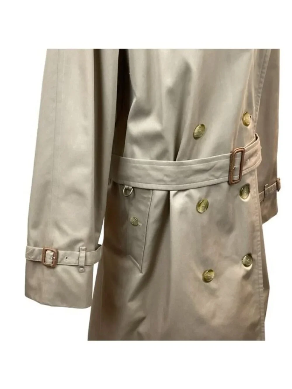 Burberry’s Nova Check Wool Lined Belted Mens Tan Trench Coat 48L